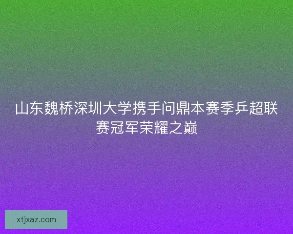 山东魏桥深圳大学携手问鼎本赛季乒超联赛冠军荣耀之巅